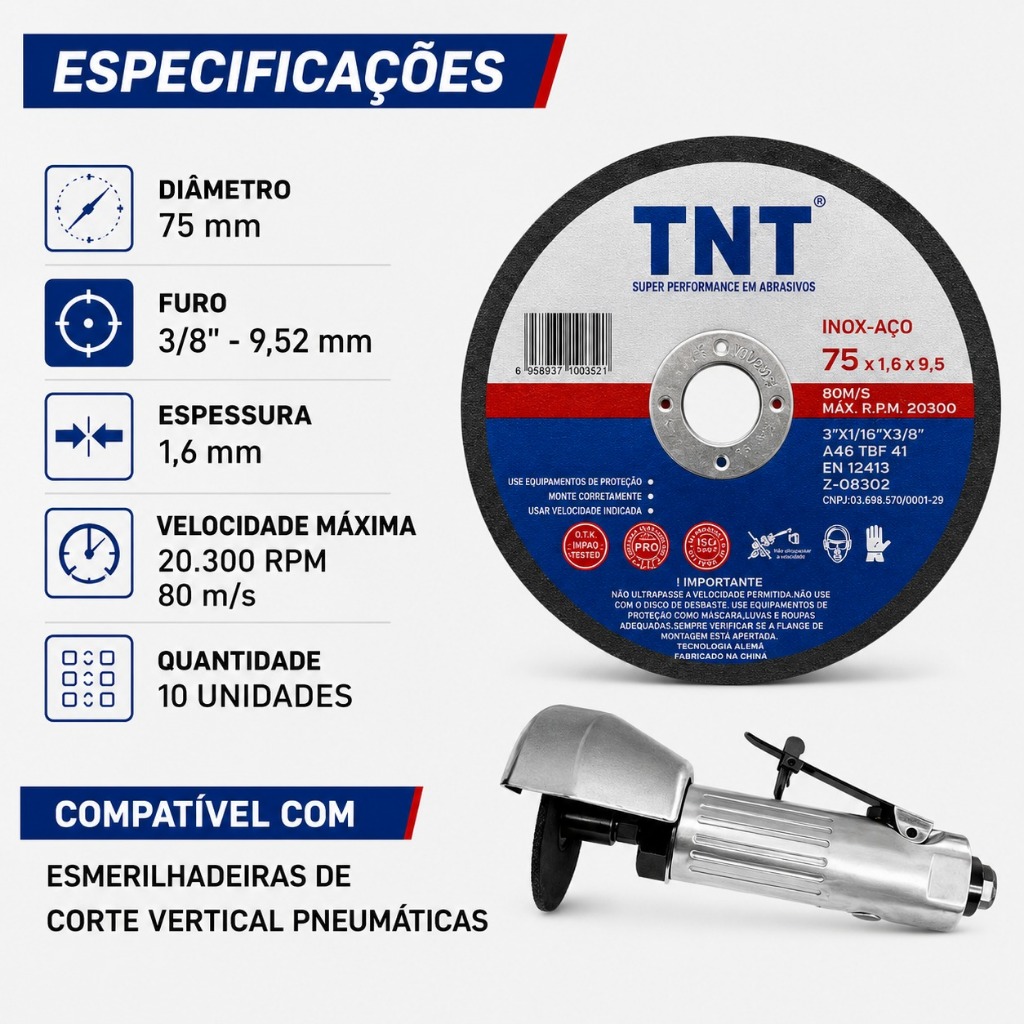 Mini Disco De Corte De 75/76 Mm Com 50pçs , Rebolo Circular TNT