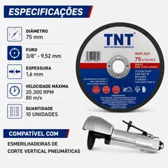 Mini Disco De Corte De 75/76 Mm Com 50pçs , Rebolo Circular TNT