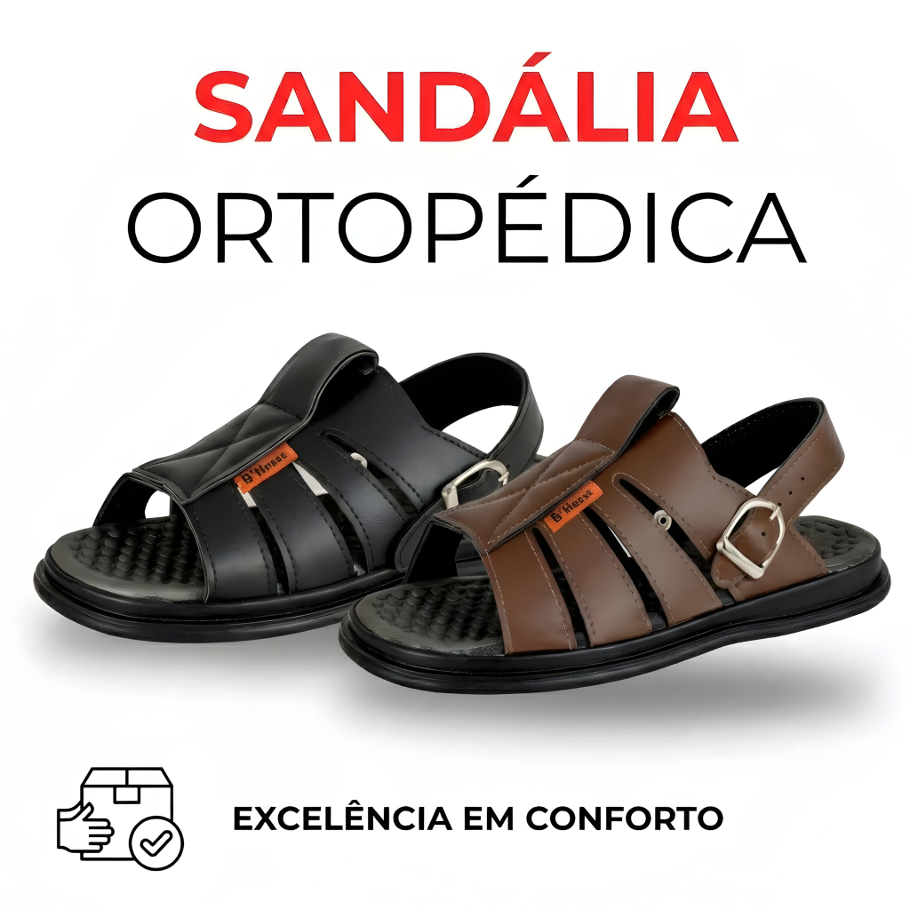 Sandália Masculina Franciscana Anti-Stress Ortopédica (Estilo, Conforto & Uso Diário) - Black Horse