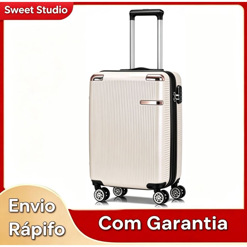 Mala De Viagem Bordo 10kg 18KG Pequena Média Abs Rígida Rodinhas 360 Com Zíper Expansivel