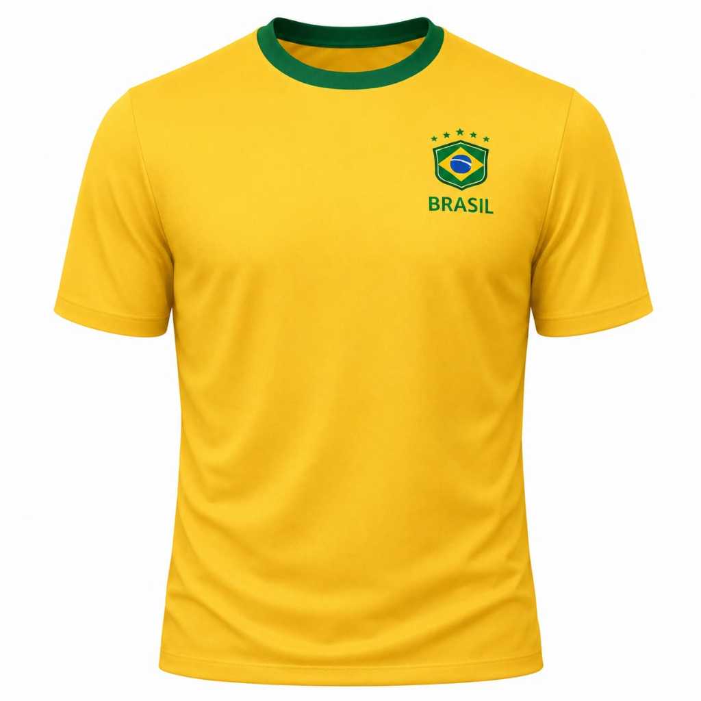 Camiseta Masculina Brasil Estampada Seleção Brasileira Copa Do Mundo Camisa Dryfit Premium