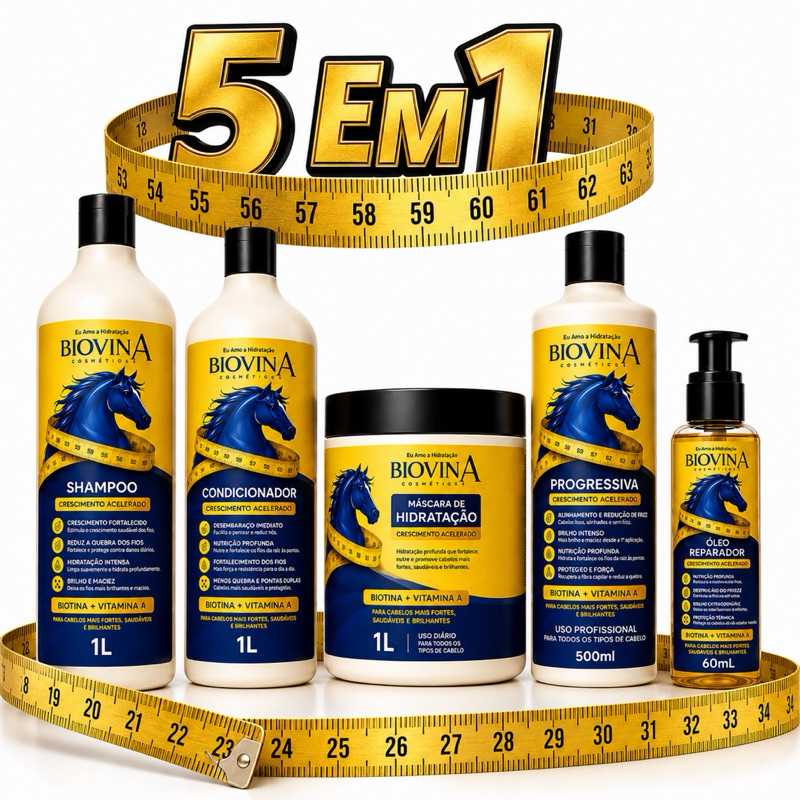 Kit 5 em 1 Delphine Belle Máscara 500gr  + Shampoo1L + Condicionador 1L + Progressiva 500ml + Óleo 50ml original