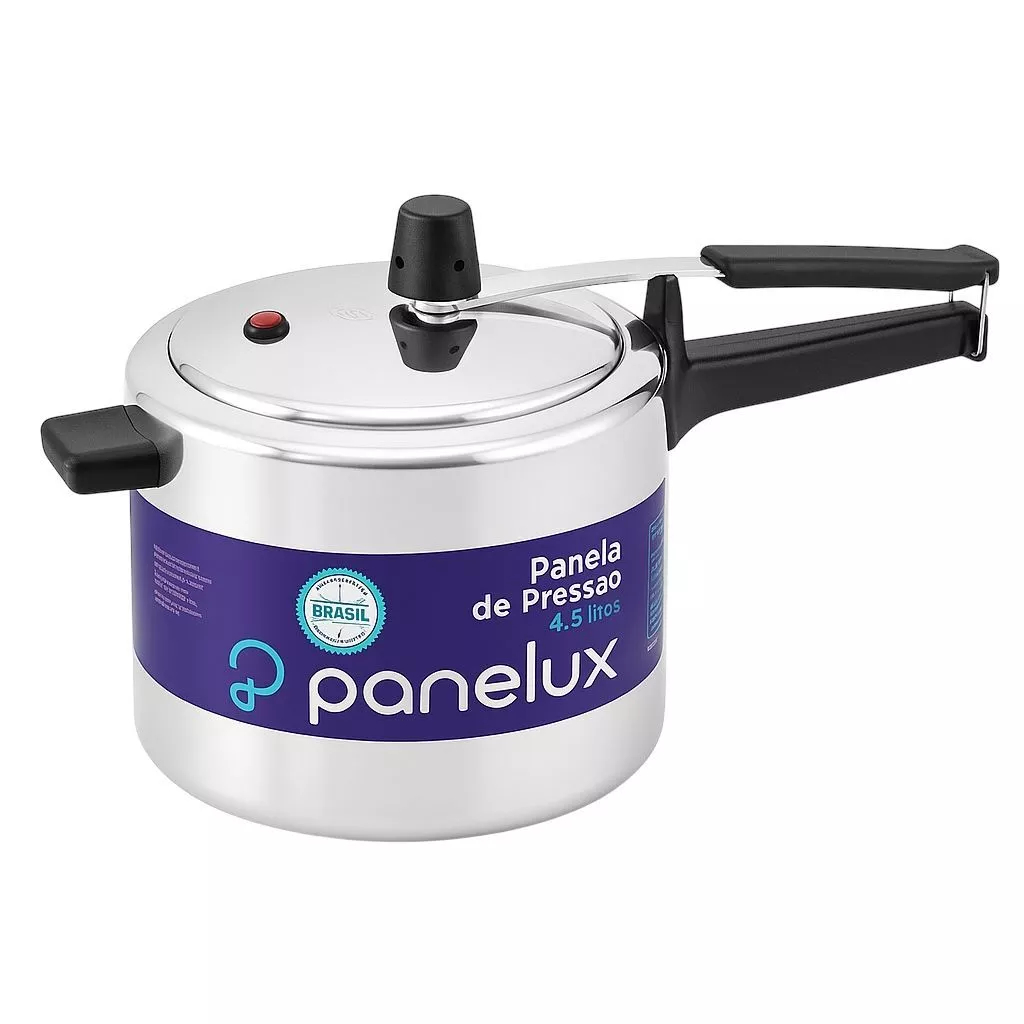 Panela de Pressão 4,5L Alumínio Polido com Trava de Segurança Cozinha — imagem 2 de 2