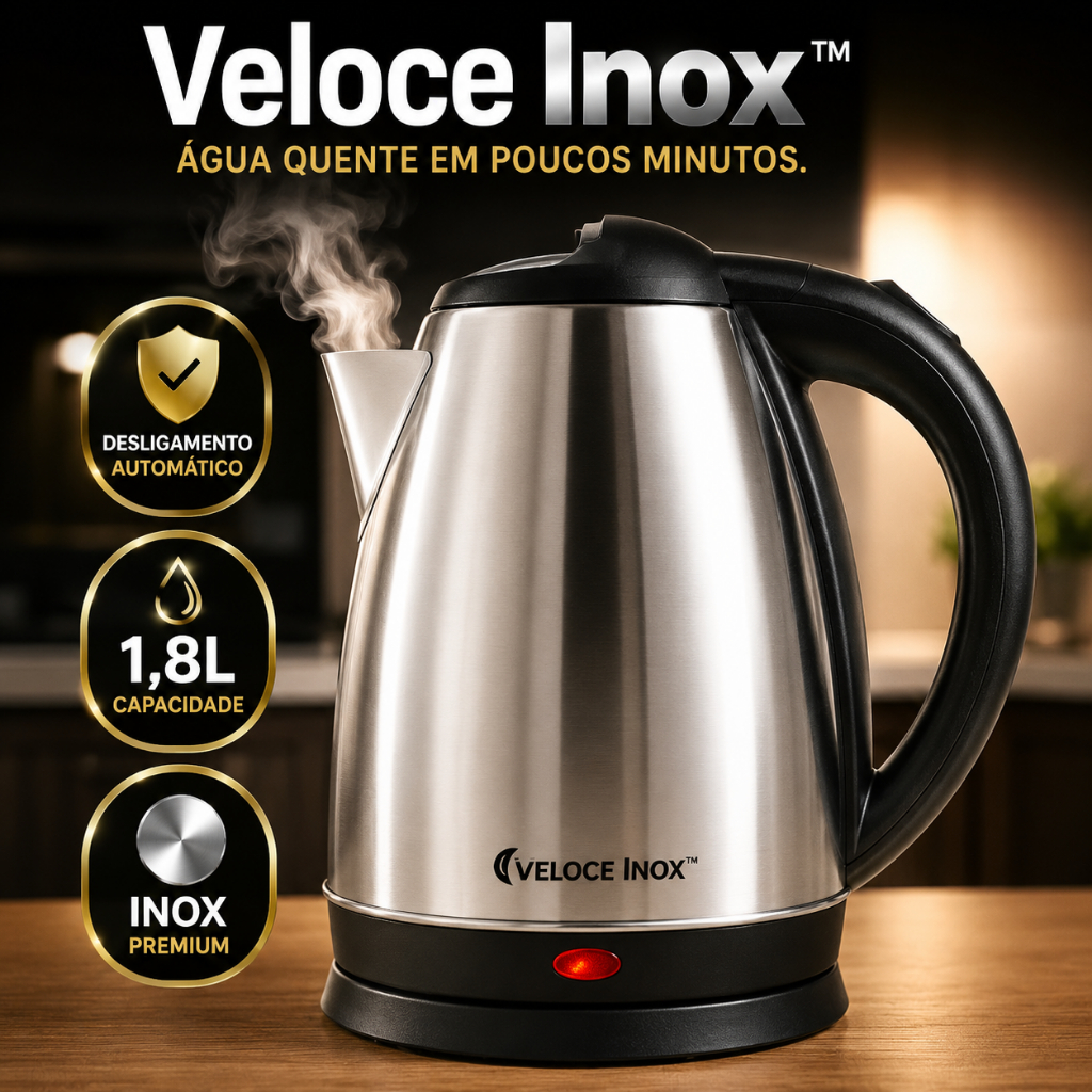 Chaleira Elétrica Inox 1,8L 1800ml 127V 1000W Desligamento Automático Base 360°