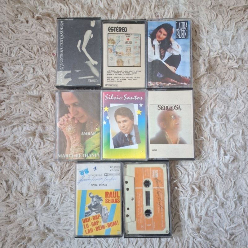 Fitas K7/Cassete Originais Variadas - John Lennon, Laura Pausini, Carly Simon, Raul Seixas, Maria Bethania, Silvio Santo