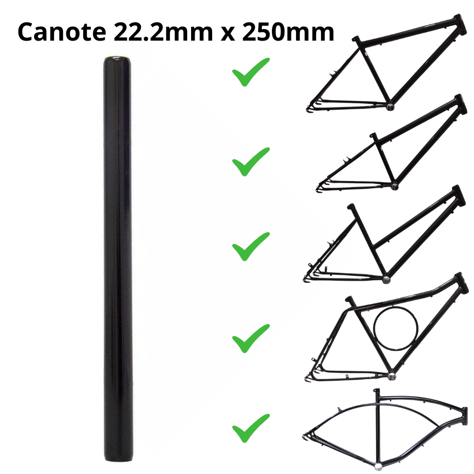 Canote de Selim 22.2 x 250 mm Aço Paco Sem Carrinho para Bike Bicicleta aro 20 24 26 e 29