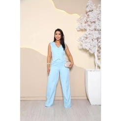 Conjunto Feminino Alfaiataria Colete e Calça Moda Evangélica Executiva