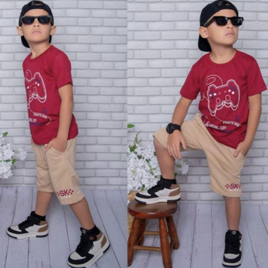 Conjunto Infantil Top de Linha Lançamento Verão Masculino Bermuda + Camiseta Premium