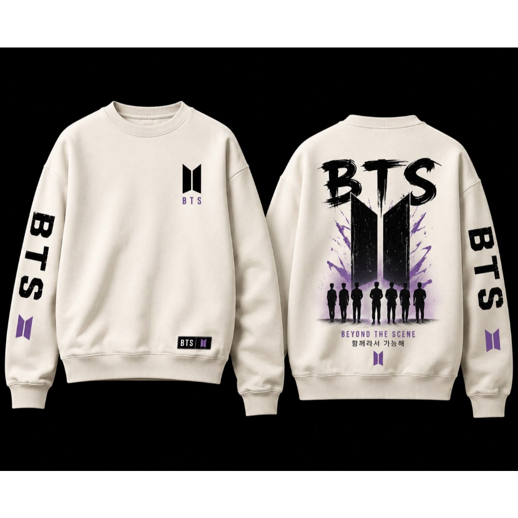 Moletom Blusa De Frio Gola Careca Estampa BTS 2026 World Tour Kpop Army Bolso Capuz Inverno Quentinho Peluciado