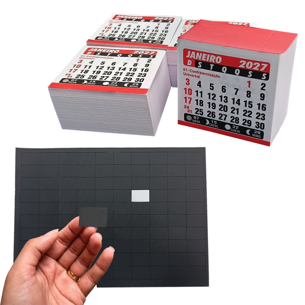 Kit 50 Mini Calendario 2027 + Manta De Imã Imantada Destacada