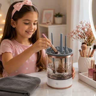 Limpador de Pincéis Esponja Maquiagem Elétrico USB Recarregável Limpeza Portátil Lava e Seca