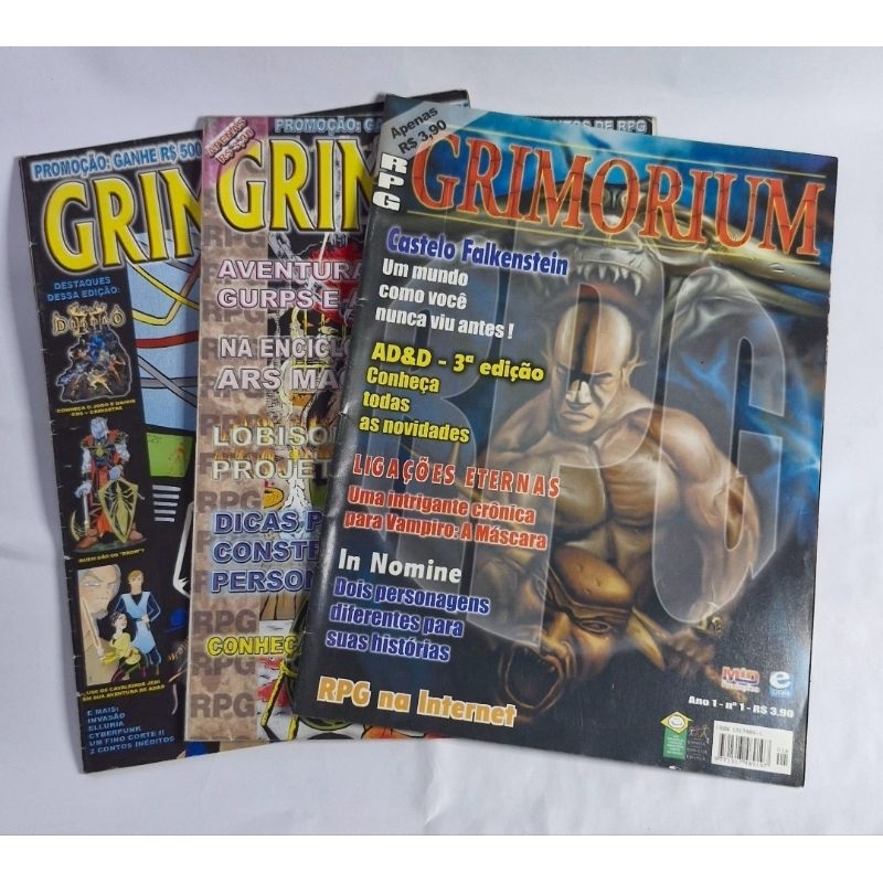 Coleção Revista RPG Grimorium 3 volumes Dungeons Dragons Vampire Editora Escala Livro lote