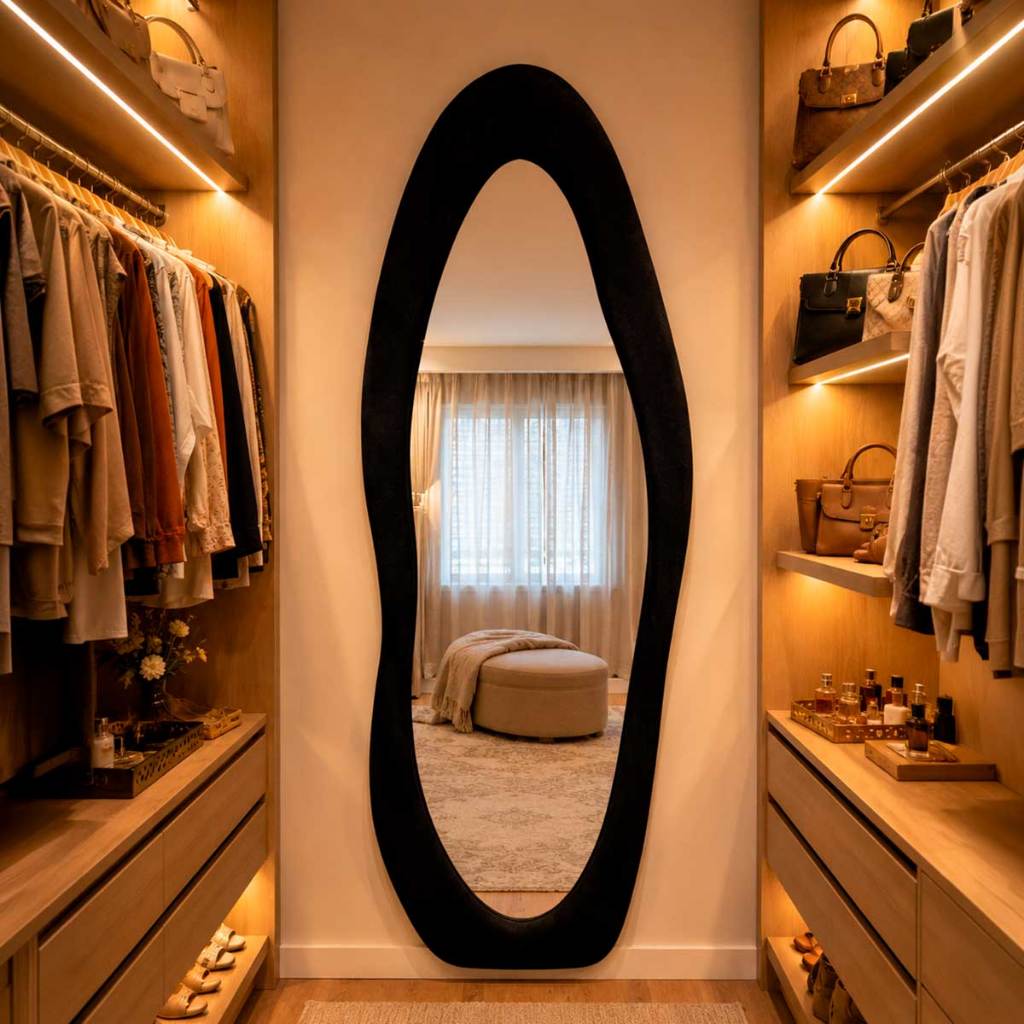 Espelho Grande de Corpo Espelho de Parede 170x70 Espelho de Closet Espelho com Moldura Veludo