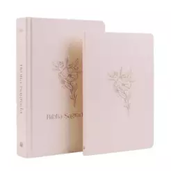 Kit Livro Bloco de Anotações | Capa Brochura e Bíblia Sagrada Flor | NVI | Letra Normal | Capa Dura