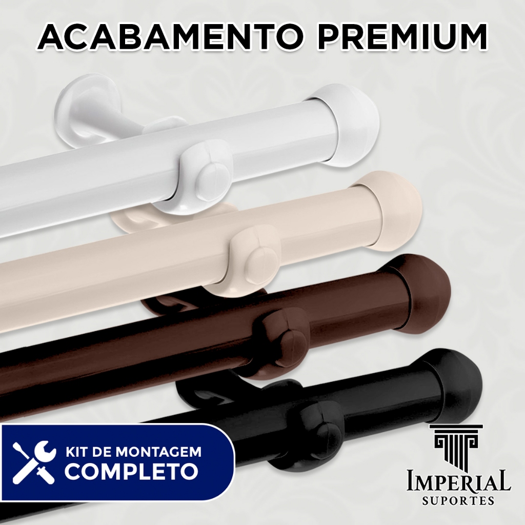 Varão de Cortina 1,50 metros 19mm Varias Cores Simples Decorativo para Sala Quarto