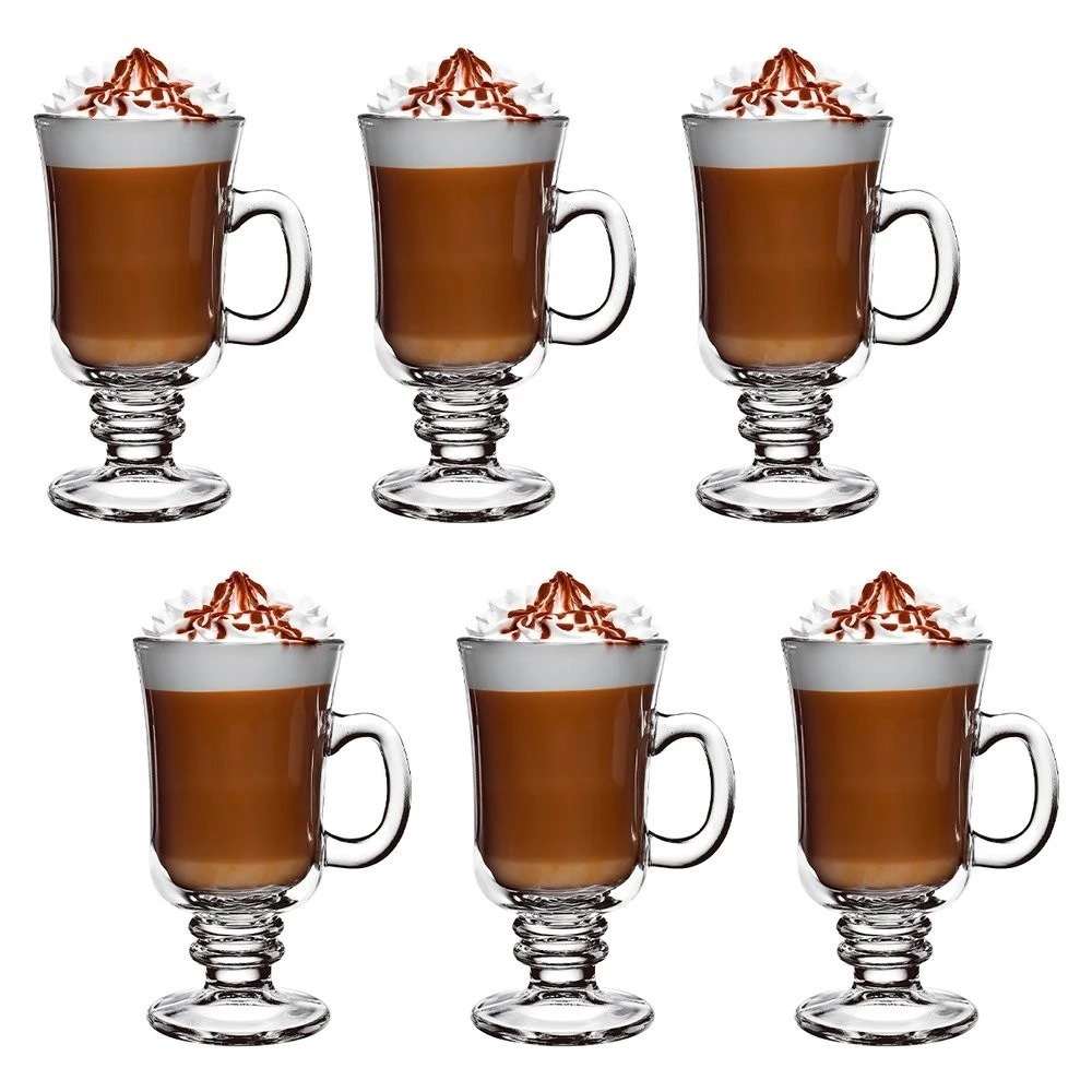 Jogo 3/6 Taça Vidro 230ml Transparente Xícara Caneca Cappuccino Tomar Chocolate Quente Café Nespresso Dolce Gusto Kit