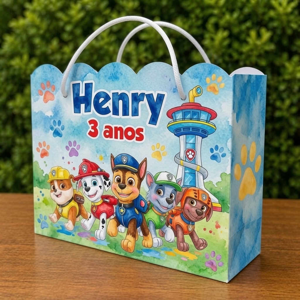 Sacolinha surpresa personalizada para festas Patrulha canina Lembrancinhas de Festa Infantil - PEGUE E MONTE