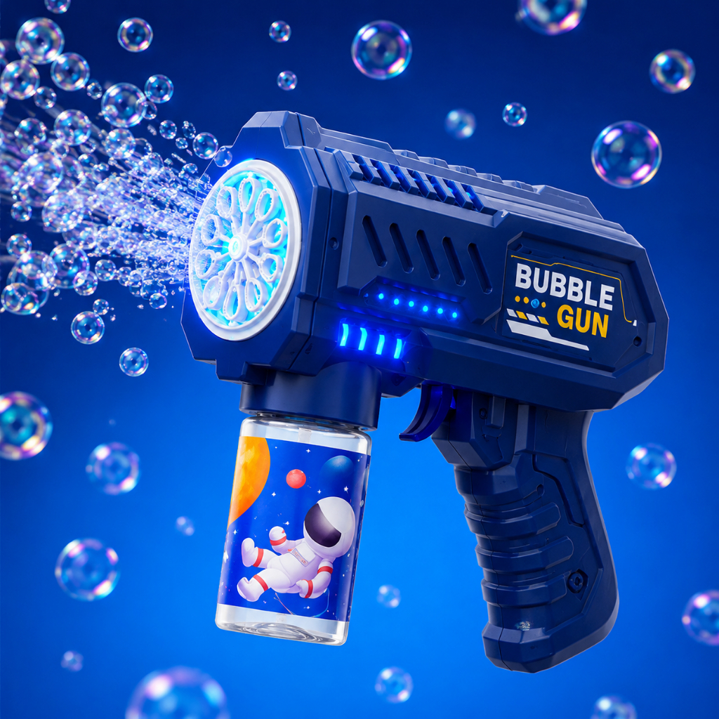 Brinquedo máquina de bolhas automática com LED para crianças festa e uso externo