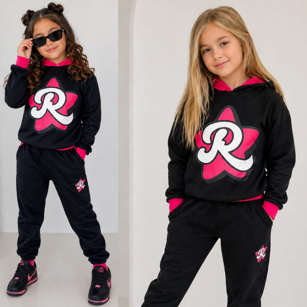 Conjunto Infantil Feminino Casaco + Calça Estiloso Roupa de Menina de Frio em Moletinho