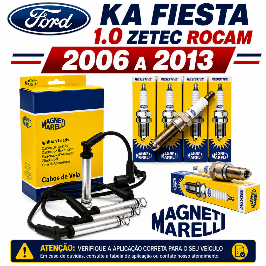 Cabos+Velas Ignição Ford Ka Fiesta 1.0 8v Flex 2006 a 2013