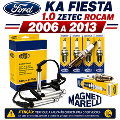 Cabos+Velas Ignição Ford Ka Fiesta 1.0 8v Flex 2006 a 2013