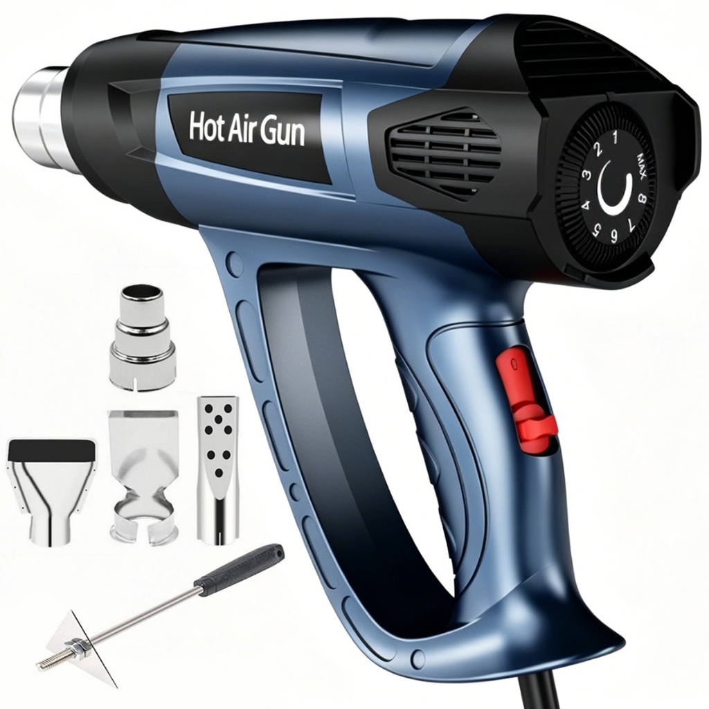 Soprador Térmico Profissional 220V 1600W Regulação Contínua de Temperatura 610B 4 Bocais + Espátula Triangular