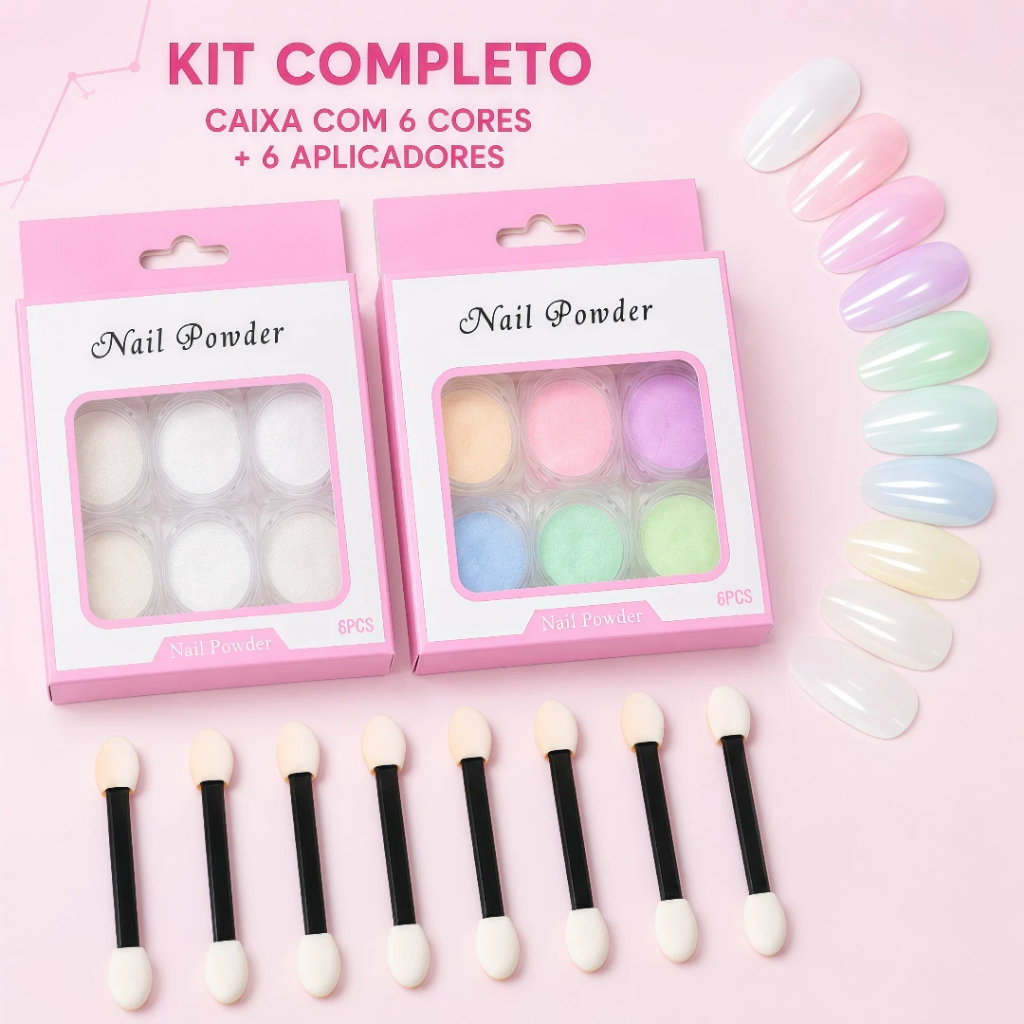 Kit 6/12 Potinhos De Glitter Pó Sereia Holográfico Decoração Para Unhas