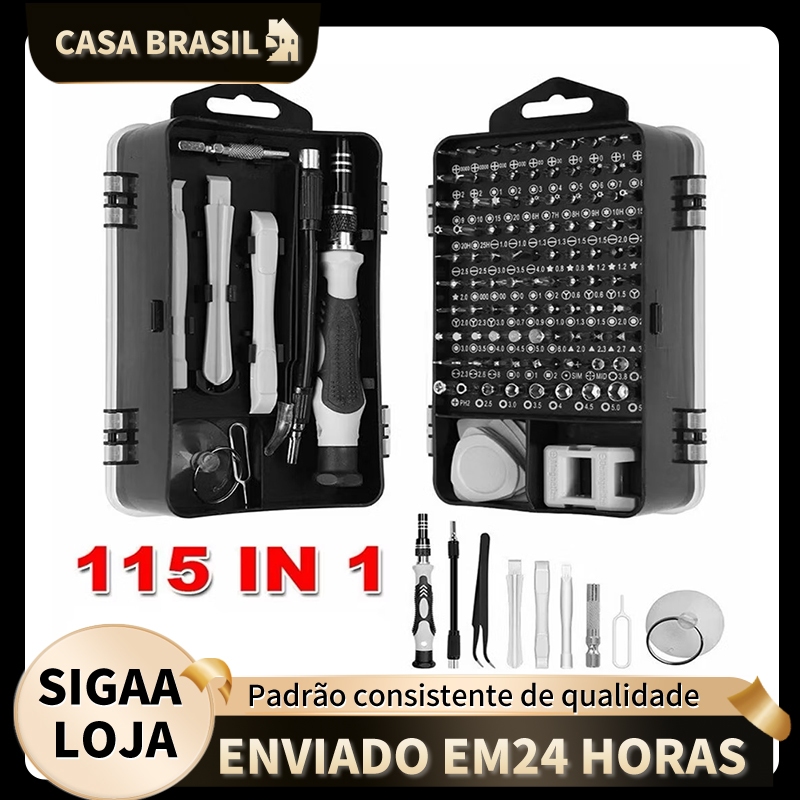 Kit Ferramentas Manutenção Celular Notebook Tablet Reparação 115 Chaves Peças Conserto