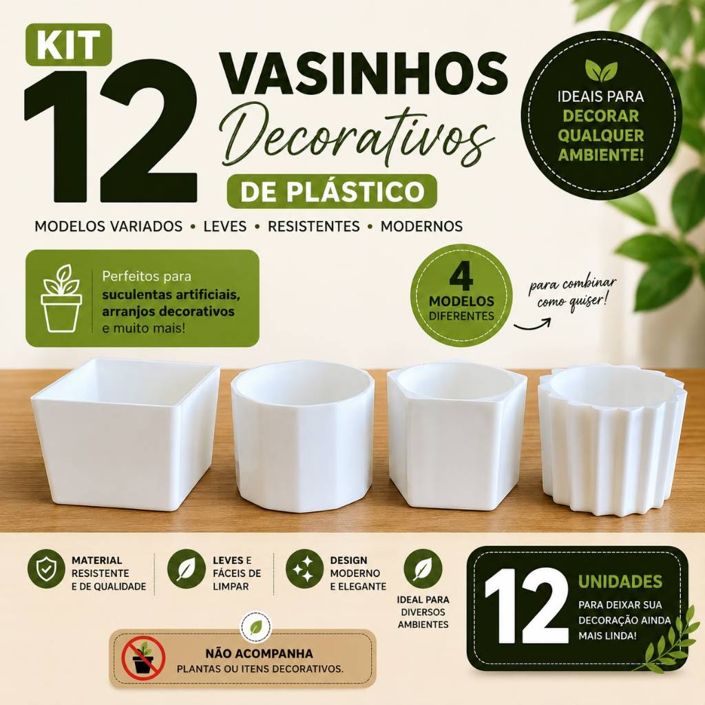 Kit 12 Vasinhos Decorativos