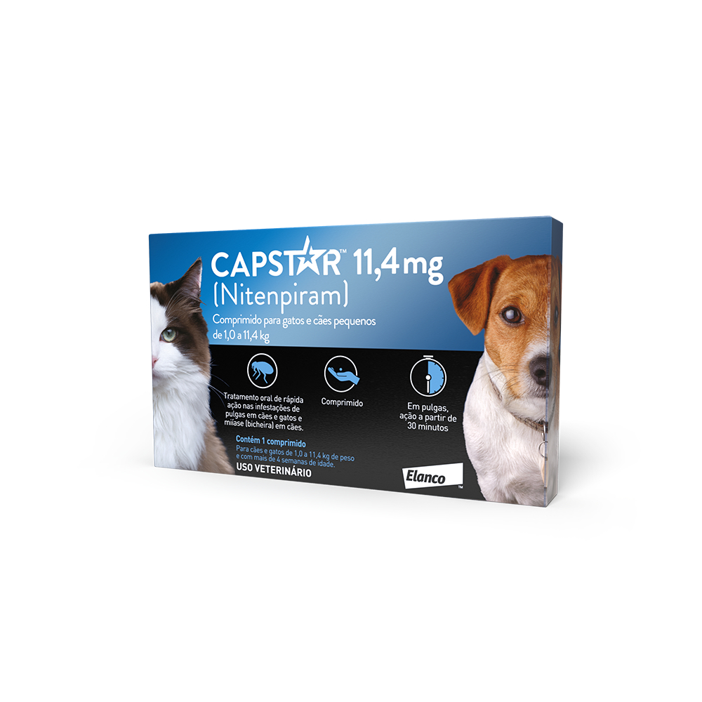 Capstar 11,4mg para Cães e Gatos de 1,0 a 11,4kg com 1 Comprimido