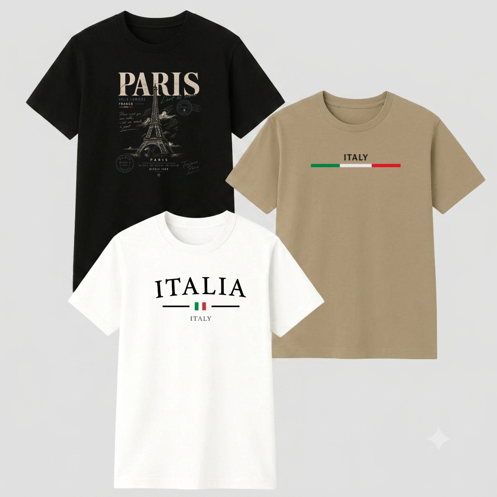 kit 3 Camisetas Cores Variadas Estampas Diversas 100% Algodão Masculina Praia Surf Estilo