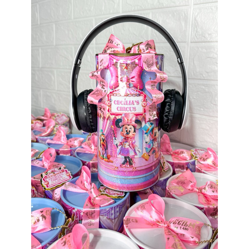 Fone Circo da minnie Bluetooth Na Tubolata Personalizada|Lembrancinha Festa Infantil|Fazemos Todos Os Temas