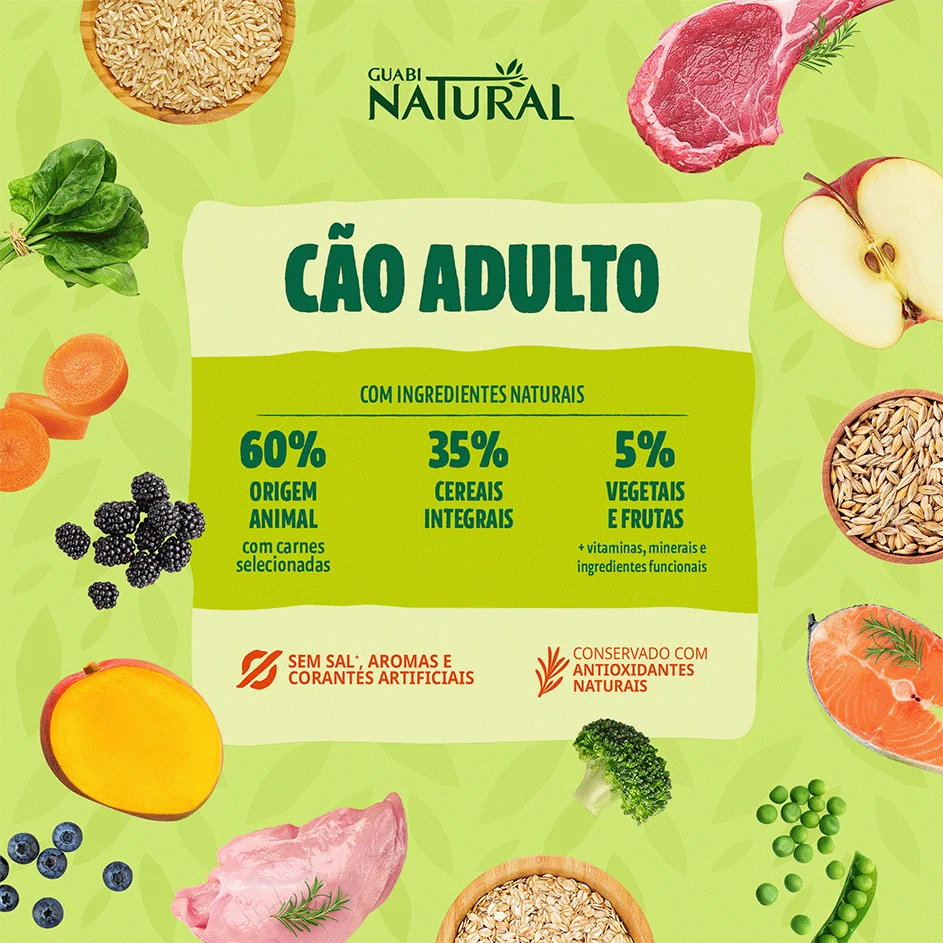 Ração Guabi Natural Cão Adulto Raça Grande e Gigante Cordeiro e Aveia 12 kg
