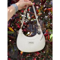 Bolsa Feminina De Ombro Meia Lua Pequena Com Alça Regulável Elegante E Versátil Com Material Tramado