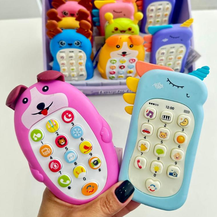 Brinquedo Celular Infantil Musical Bebe Mordedor Silicone Teclado Com Som E Luz Educativo Interativo