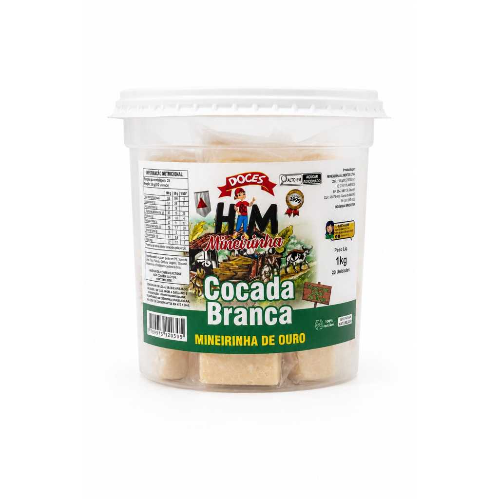 Cocada Branca Mineirinha 1kg Pote C/20 - Doces H &amp; M
