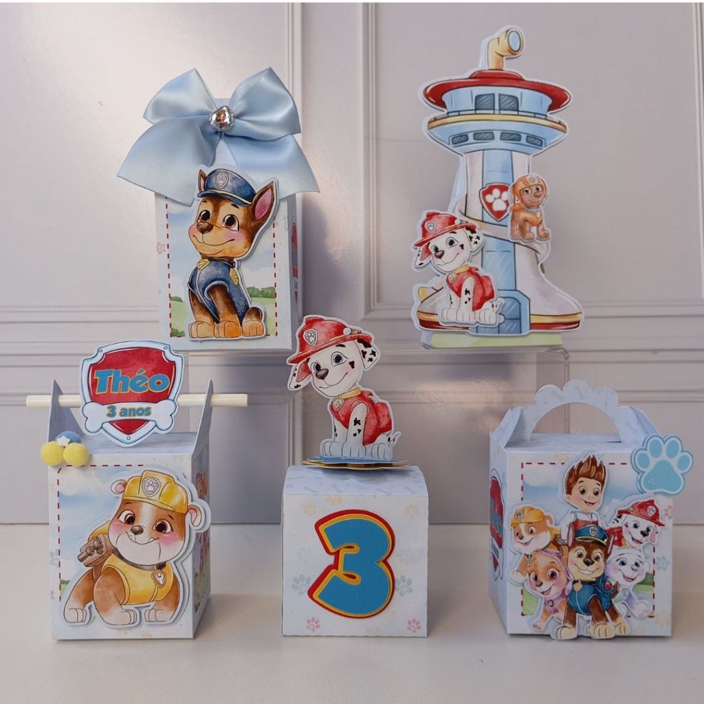 KIT de Festa Personalizada PATRULHA CANINA AQUARELA  lembrancinhas de aniversário | caixas Personalizada