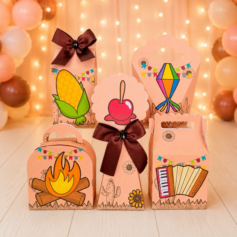 Kit Festa Arraiá São João Caixinhas para festa infantis lembrancinhas de aniversario mimos decoração personalizados