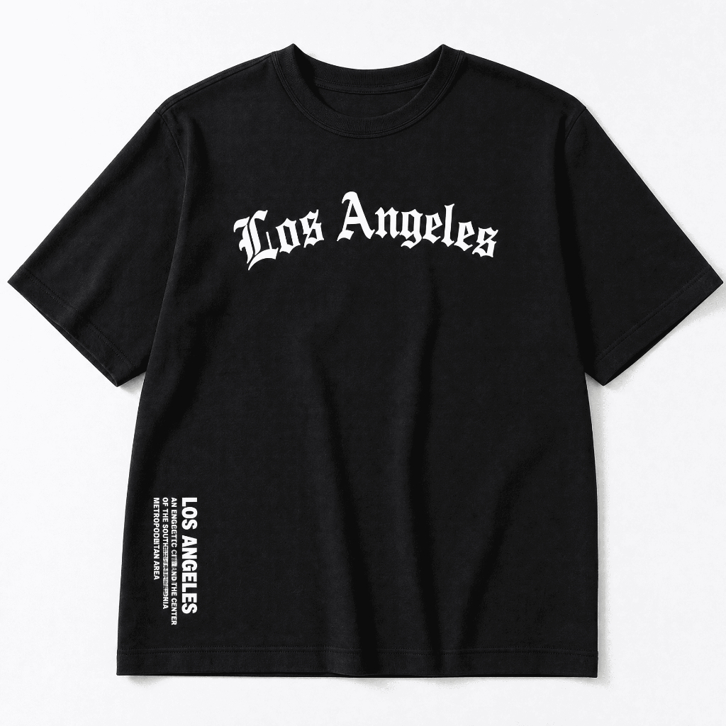 Camiseta Oversized Los Angeles Preta Streetwear Unissex 100% Algodão Premium Lançamento Despacho Imediato