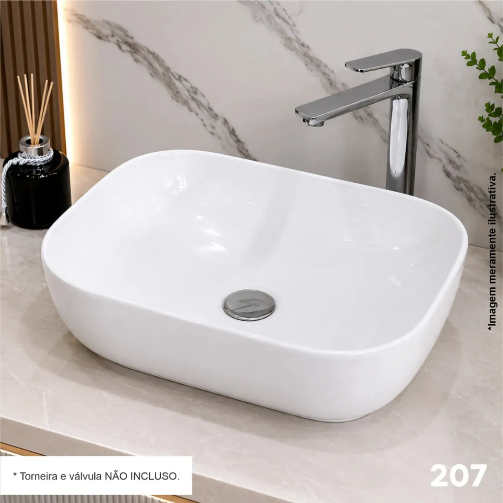 Cuba de Apoio Retangular 45,5x32cm Branca Porcelana Esmaltada Banheiro Lavabo Pr