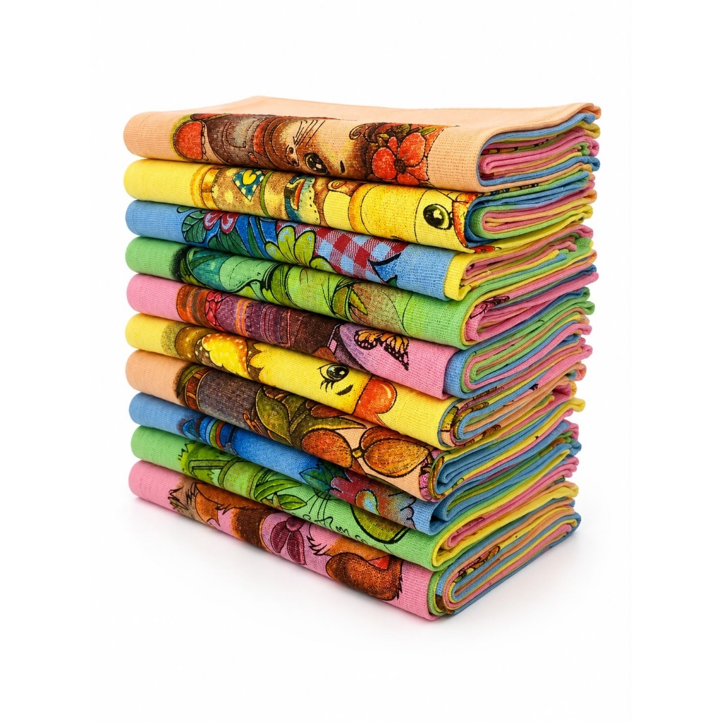 Kit 10 Panos de Prato Colorido l Econômico I 100% Algodão I Alta Absorção I Estampados