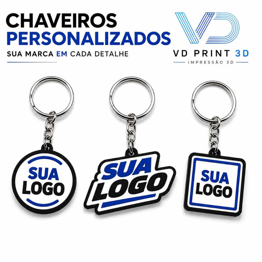Chaveiro Personalizado com Logo da Empresa | Impressão 3D | Brinde Corporativo | Logomarca Personalizada