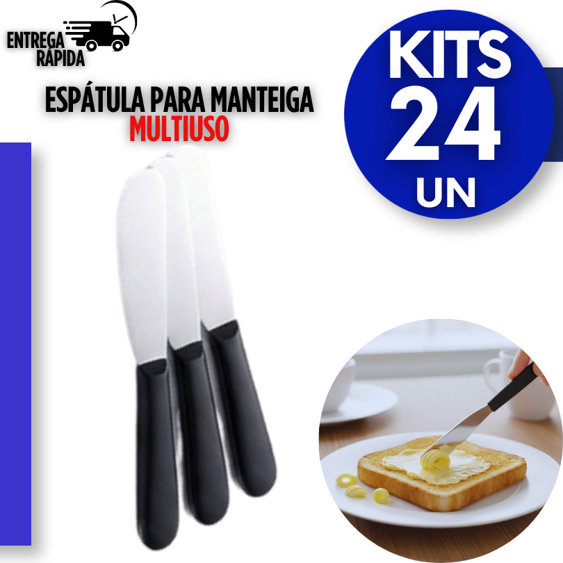 Espátulas Para Manteiga Requeijão Geleias Patês Premium Inox Cabo Preto Pão Café Cozinha utilidades