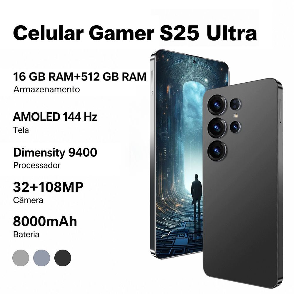 Celular Galaxy Smartphone BOBARRY S25 Ultra 16GB RAM 512GB 5G Tela 6,78" Câmera