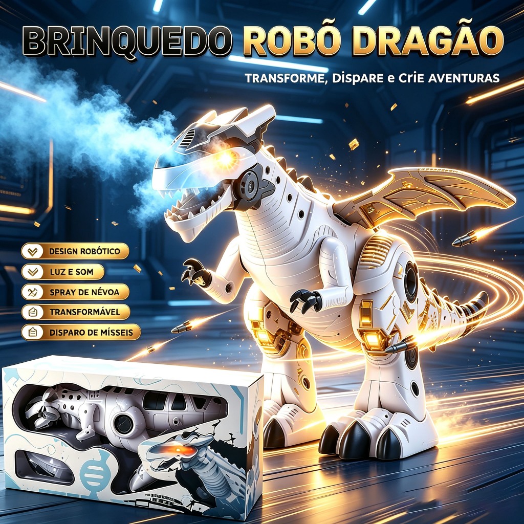 Dinosaur Robot Dragon With Remote Control Light Sound Releases Smoke Walks Alone Beats Wings Kizumba