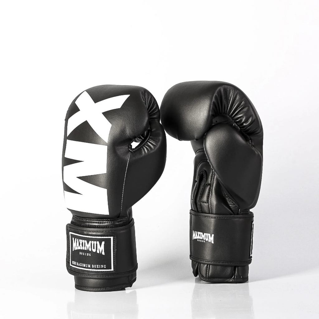 Luva Maximum MXM Power Face 14oz Preta e Azul Boxe Muay Thai Kickboxing