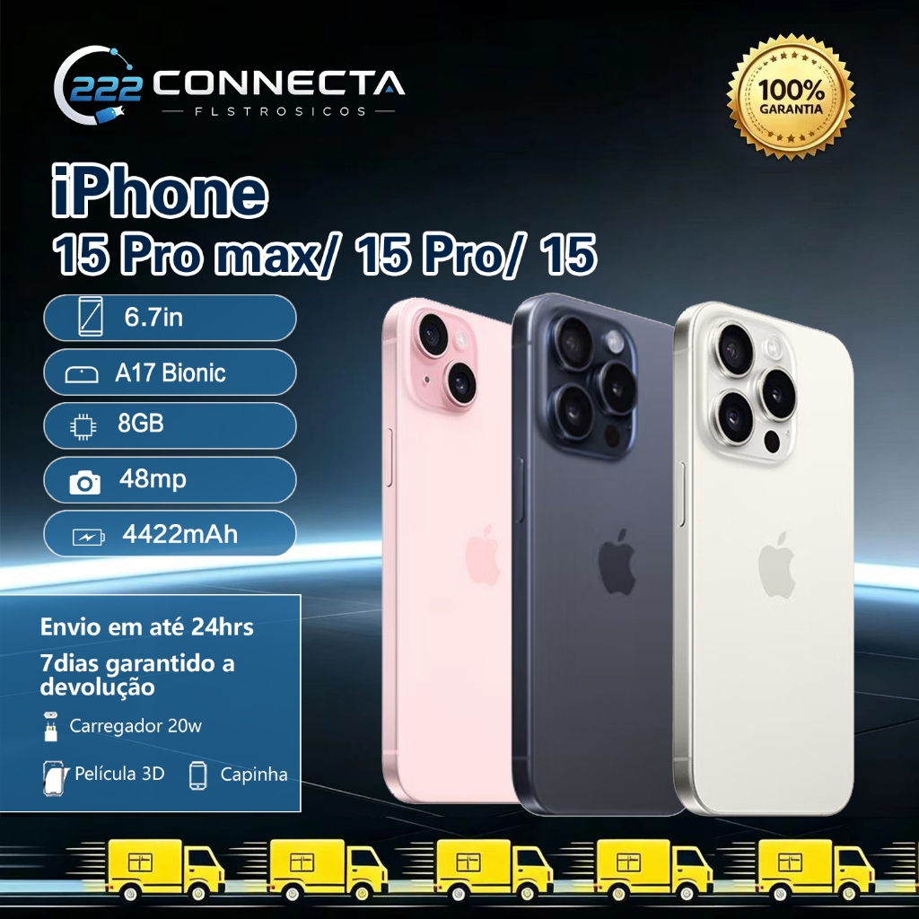 Celular Iphone 15/ 15 Pro/ 15 Pro Max 128gb/ 256gb 100% Original Com Garantia- V