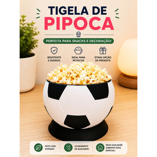 BALDE PIPOCA EM FORMATO DE BOLA - FUTEBOL - BALDE DECORATIVO - PETISQUEIRA DIVERTIDA - BOLA