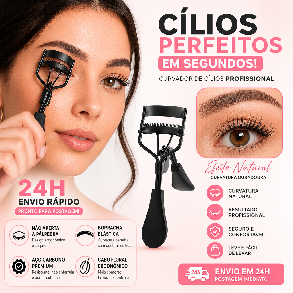 Modelador de Cílios Profissional em Aço Inoxidável - Design Portátil, Curva Duradoura e Fácil de Usar