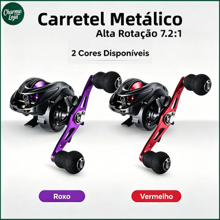 Molinete Baitcasting para Pesca Carretel Metálico Rápido 7.2:1 Duas Cores Resistente para Pesca em Rio e Mar